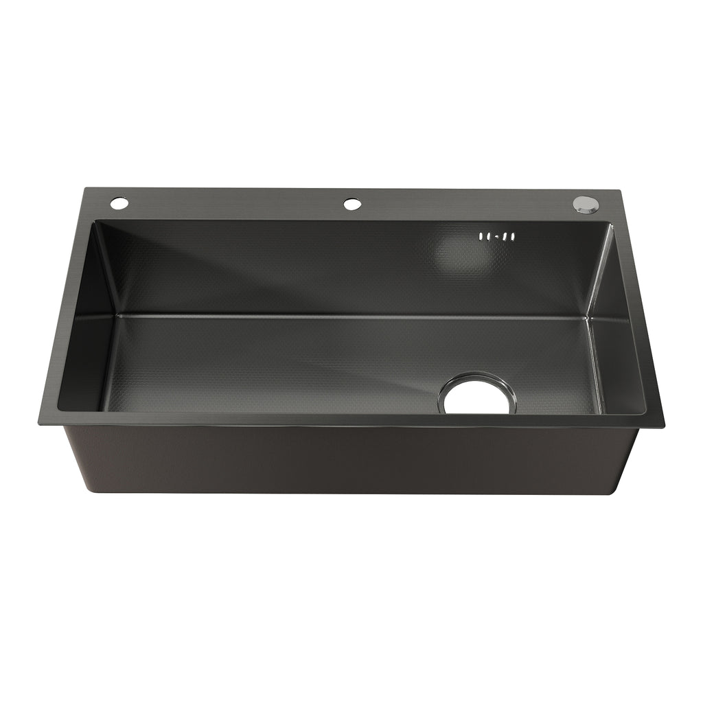 Oasskyo Stainless Steel Black Single Bowl Kitchen Sink