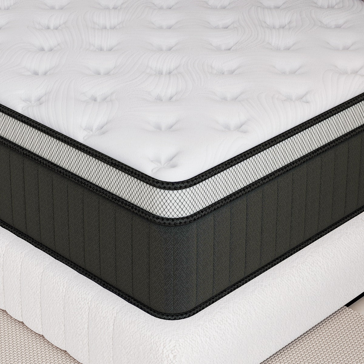 Oasskyo Hybrid Pocket Coil Mattress, Medium‑Soft Memory Foam Mattress for Pressure Relief, Motion Isolation, Bed‑in‑a‑Box