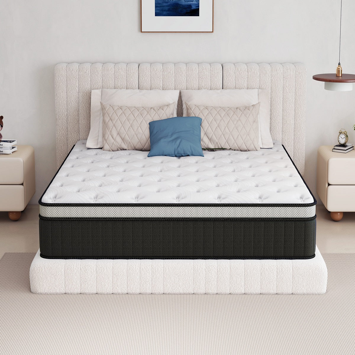 Oasskyo Hybrid Pocket Coil Mattress, Medium‑Soft Memory Foam Mattress for Pressure Relief, Motion Isolation, Bed‑in‑a‑Box