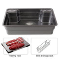 Oasskyo 30 Inch Single Bowl Workstation Kitchen Sink, Black Stainless Steel Drop In Sink with Meat Thawing Rack & Dish Drain Rack