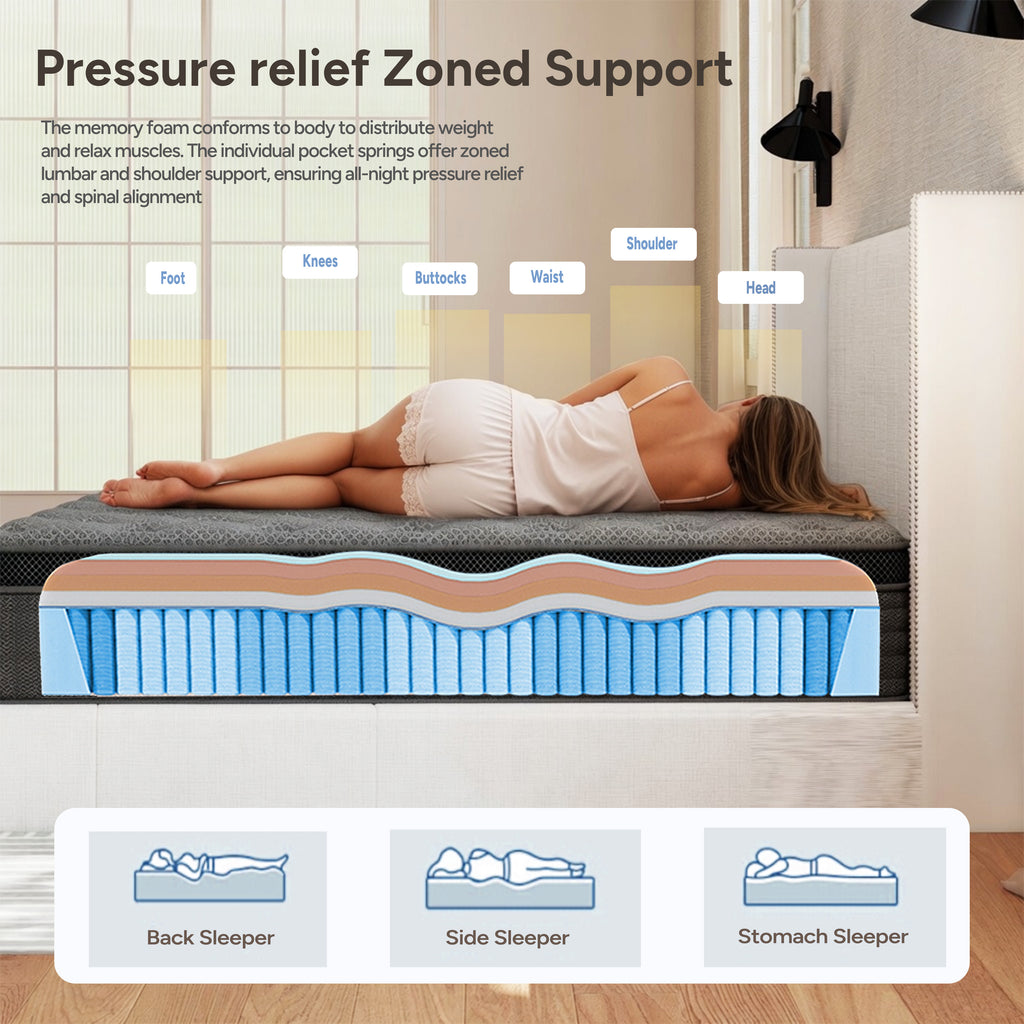 Oasskyo 12 Inch Cooling Gel Memory Foam Mattress Twin Size, Medium Firm Support, Breathable Cover, Pressure Relieving, CertiPUR-US Certified, Bed in a Box for Home Bedroom